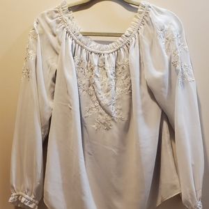 Flowy blouse with gold and silver embroidery